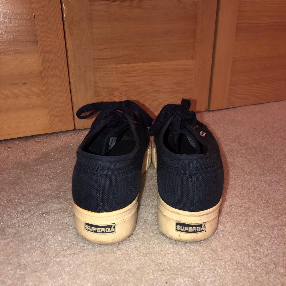 Superga Navy Blue Platform Sneakers
